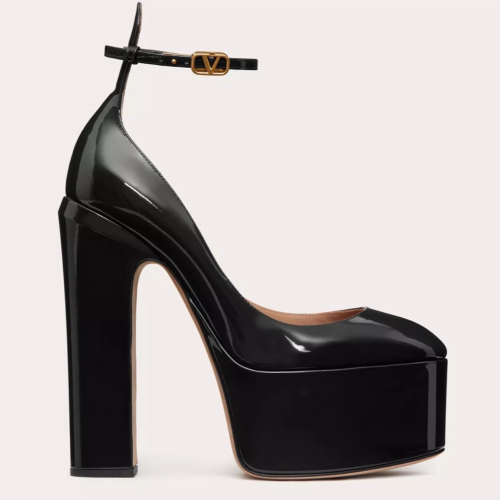 VALENTINO GARAVANI TAN-GO PLATFORM PUMP IN PATENT LEATHER 155 MM